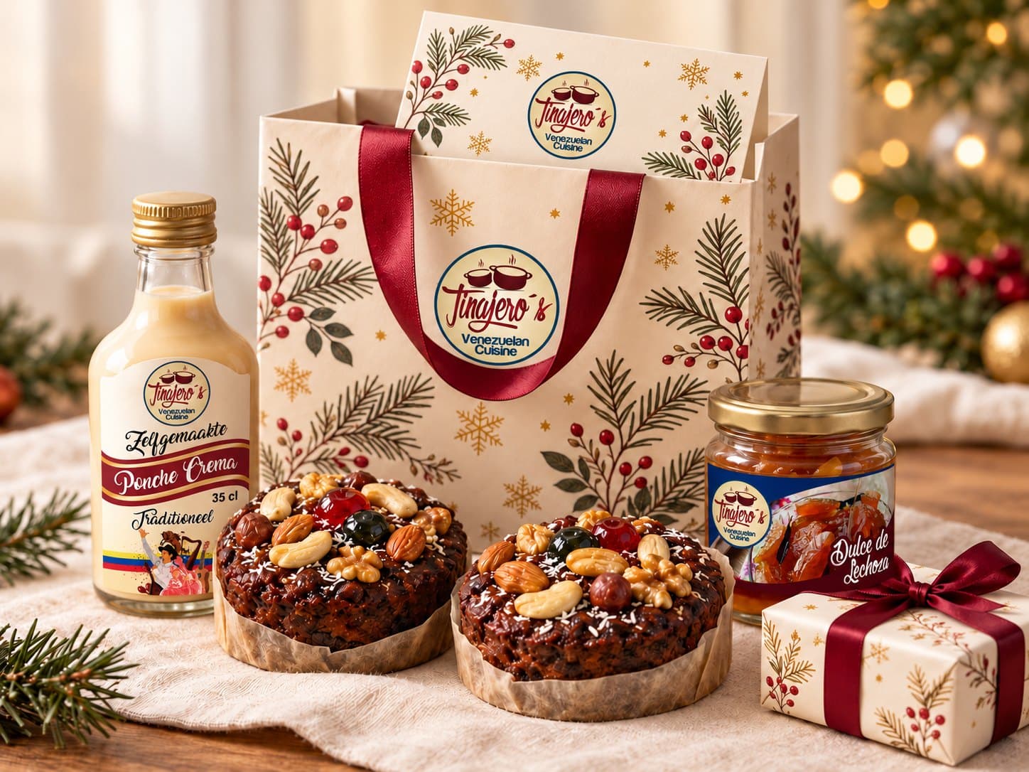 Bolsa de Navidad Tinajero's con dulces criollos y ponche
